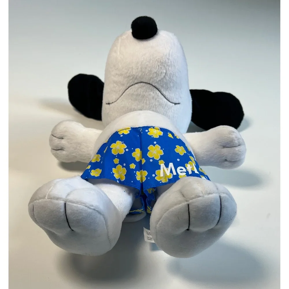 Peanuts Snoopy Plush Toy Blue Floral Boxer Shorts Met Life‎ Stuffed Animal - Picture 5 of 12